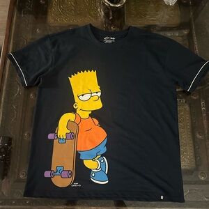 Men's Navy Graphic Tee with Bart Simpson Skateboard Design